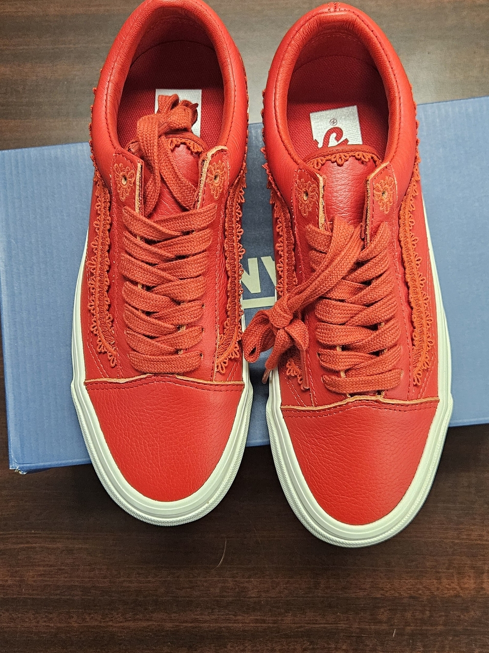 Vans Women's Old Skool Lace-Detail Sneakers - Red - Picture 10 of 10